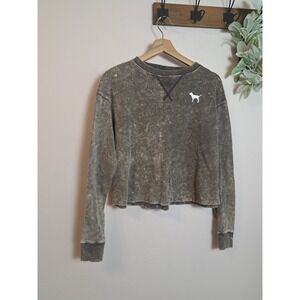 VS PINK Tie Dye Cropped Oversized Thermal Knit Top Womens Acid Wash XS